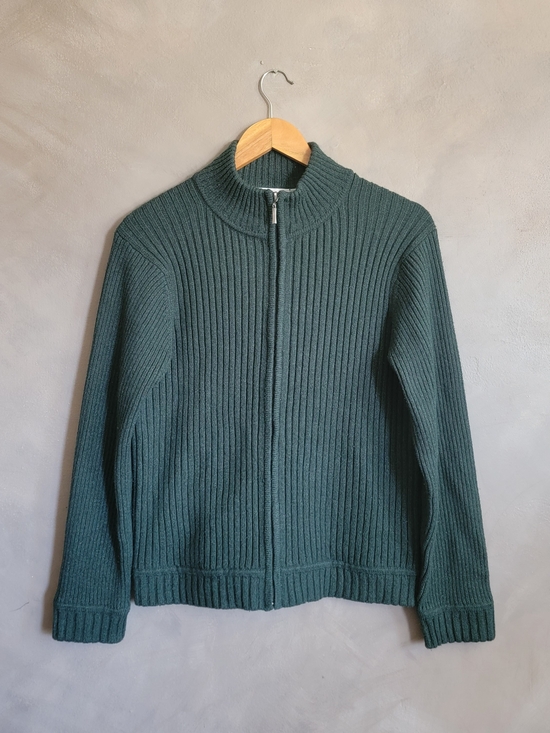 Liz Claiborne Sweaters - Liz Claiborne Sport Forest Green Ribbed Zip-Up Cardigan Size M